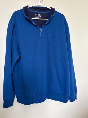 Izod Men's Royal Blue Half-Zip Pullover with Navy Trim